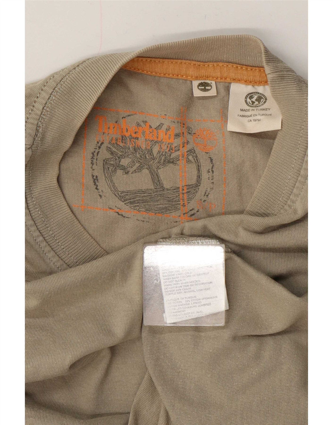 Timberland T-Shirt Graphique Homme Petit Kaki Coton