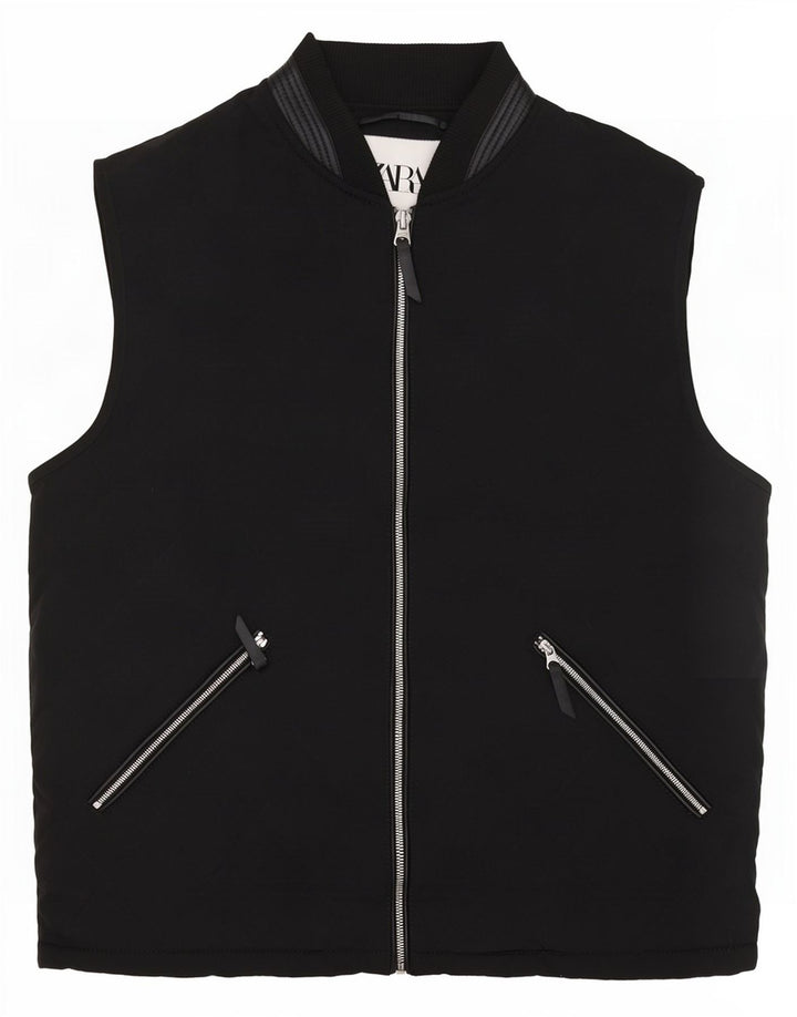 Zara Gilet matelassé pour homme UK 40 Large Noir Polyester