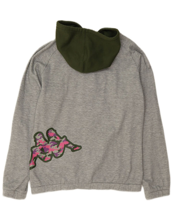 Kappa Pull à capuche zippé graphique pour femme UK 14 Gris moyen Colourblock