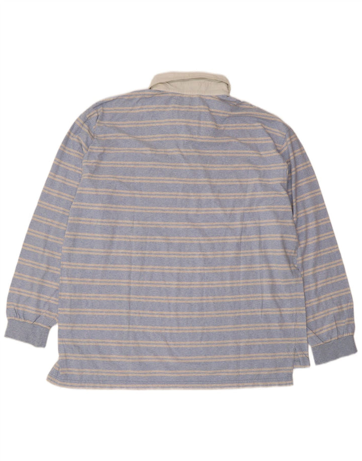 Slam Polo à manches longues pour homme 2XL en coton rayé bleu