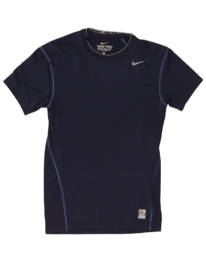 Nike Hommes Pro Combat T-Shirt Haut Grand Bleu Marine Polyester