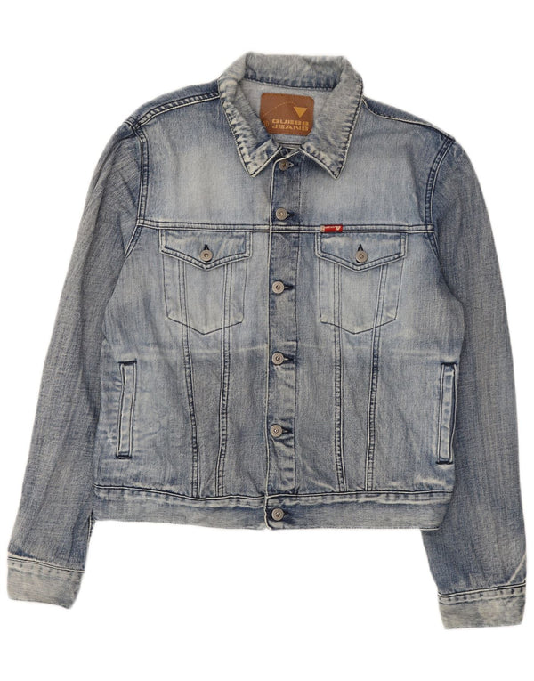 Guess Veste en jean pour femme UK 16 Large Bleu Coton