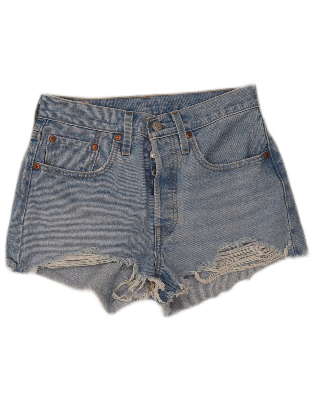 Levi's Short en Jean 501 Distressed Femme W26 Petit Bleu Coton
