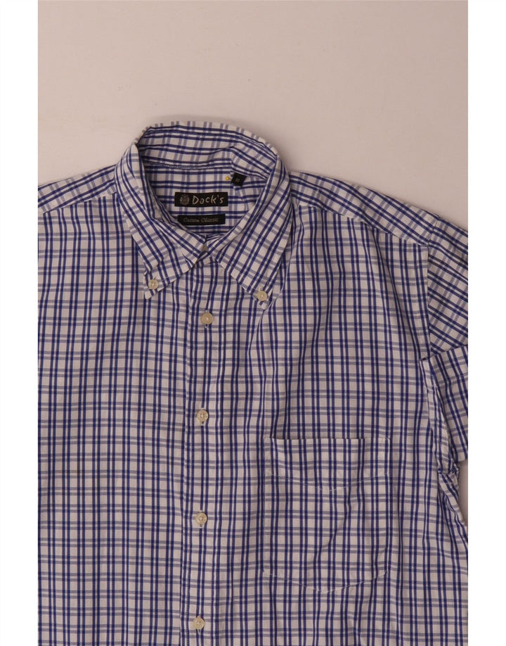 Dack's Chemise classique à manches courtes pour homme en coton à carreaux bleu moyen