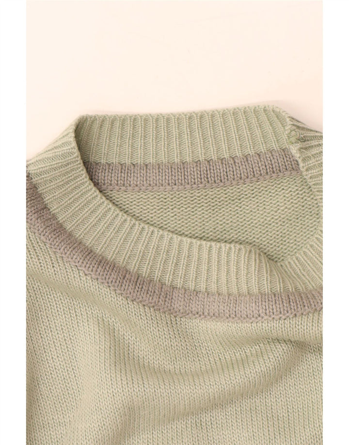 VINTAGE Pull col roulé femme UK 16 Grand imprimé animal vert