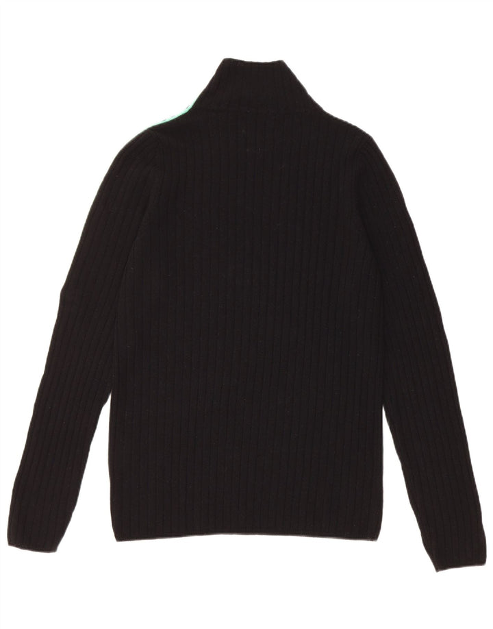 Benetton Pull à col roulé pour femme UK 12 Noir moyen Colourblock