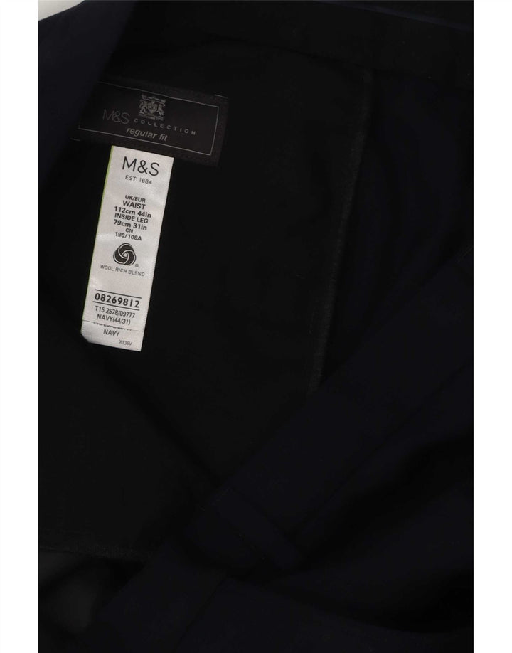 Marks & Spencer Pantalon de costume coupe classique pour homme W44 L31 Bleu marine Polyester
