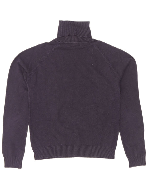 Zara Pull col roulé pour femme UK 14 Large Bleu marine Coton