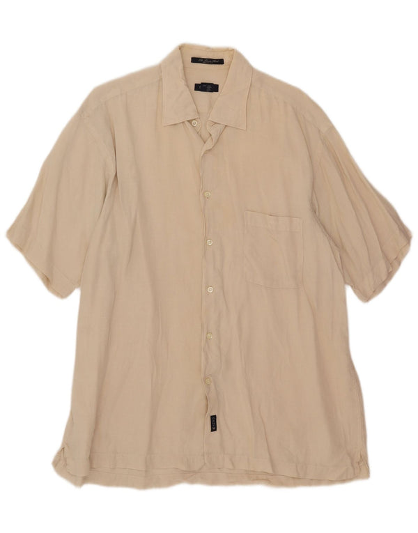 Gant Chemise habillée à manches courtes pour homme XL en lin blanc cassé