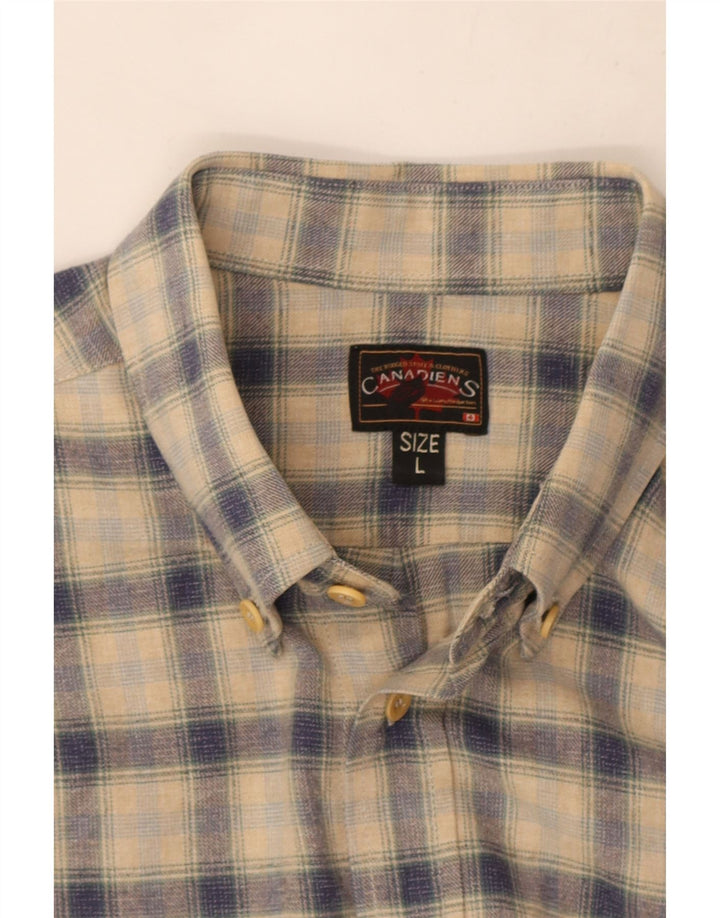 Canadiens Chemise en flanelle pour hommes, grands carreaux beiges