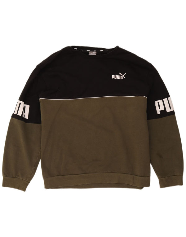Puma Sweat-shirt graphique pour homme 2XL en coton color block kaki