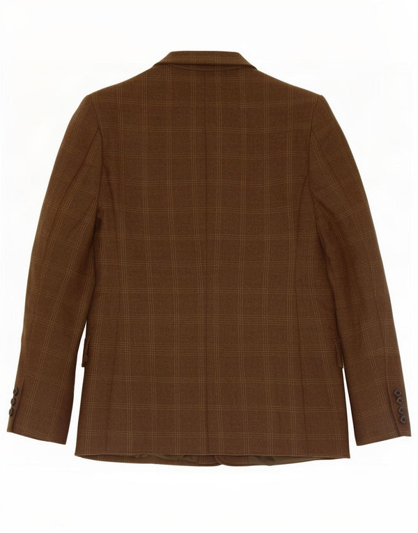 Elizabeth Ascot Veste blazer à 3 boutons pour femme US 18 2XL Laine à carreaux kaki