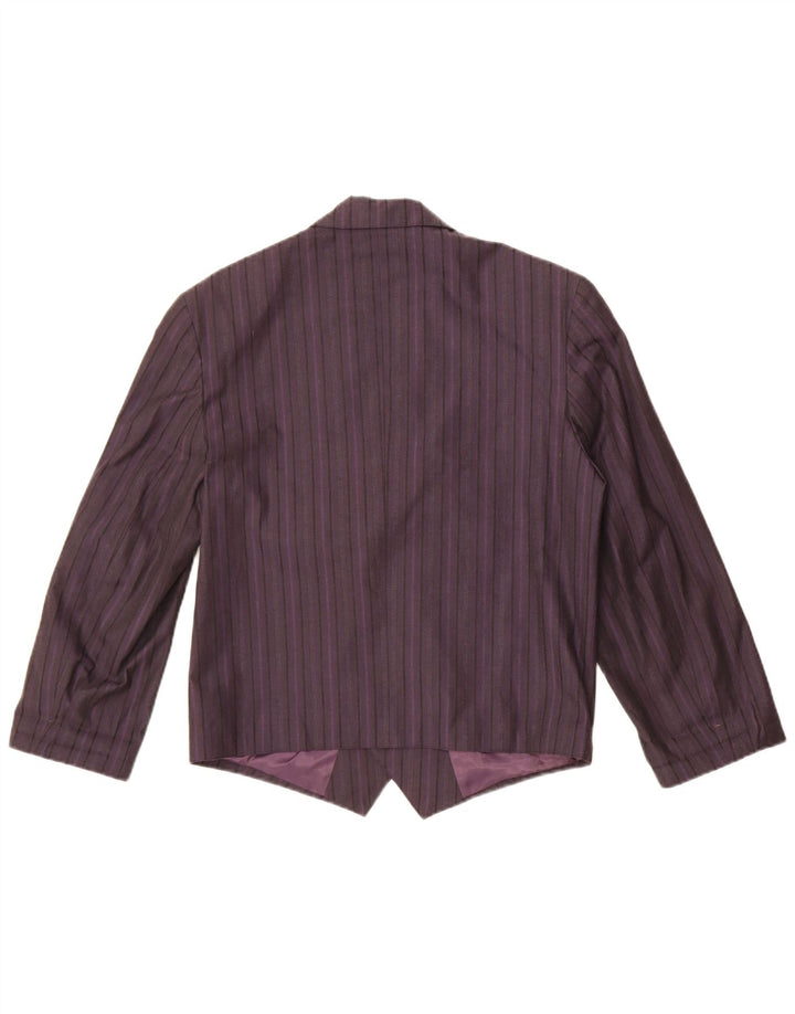 vintage Femme Double Breasted Blazer Veste UK 14 Moyen Violet Rayé