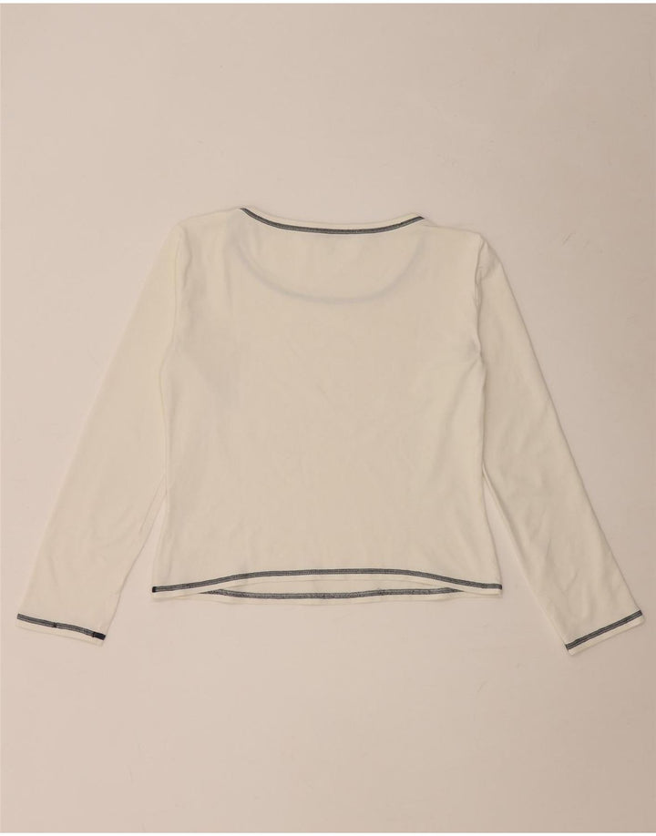 i Blues Haut court à manches longues pour femme UK 14 Large Blanc