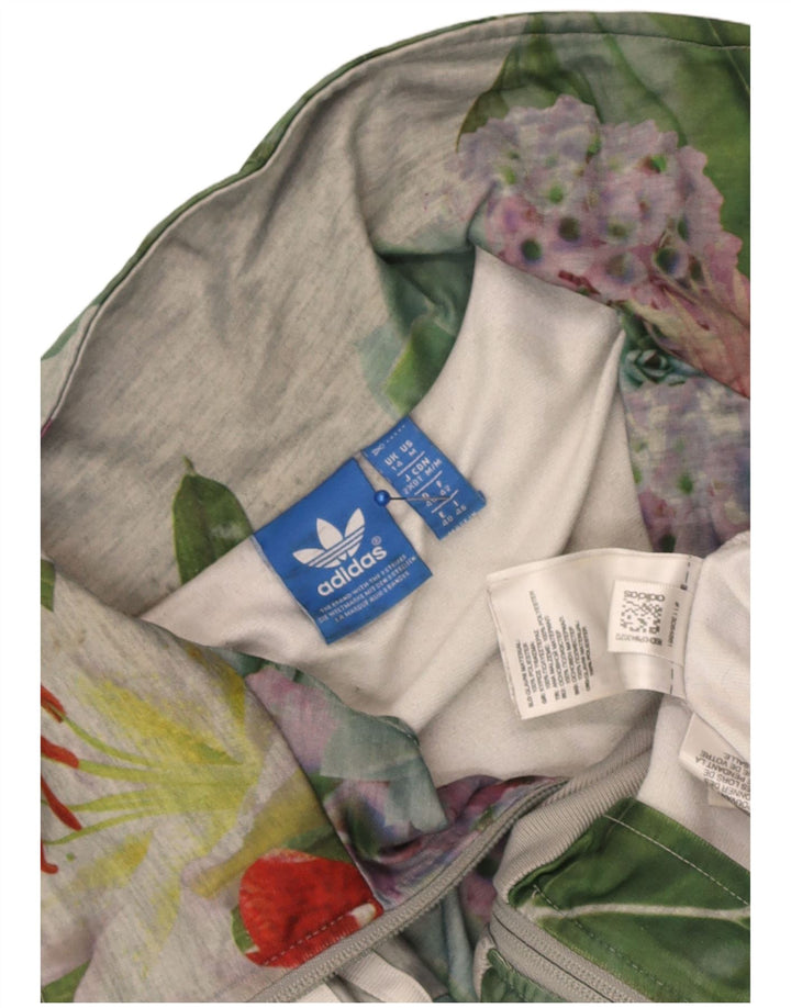 Adidas Veste de survêtement graphique pour femme UK 14 Gris moyen floral