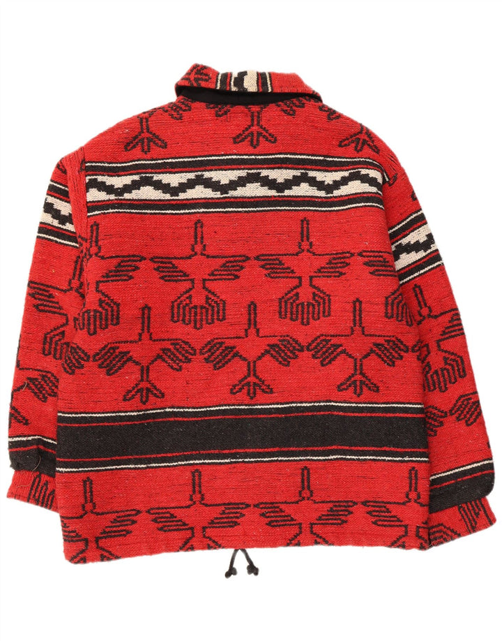 Veste coupe-vent vintage pour hommes UK 40 Grand Tribal Géométrique Rouge