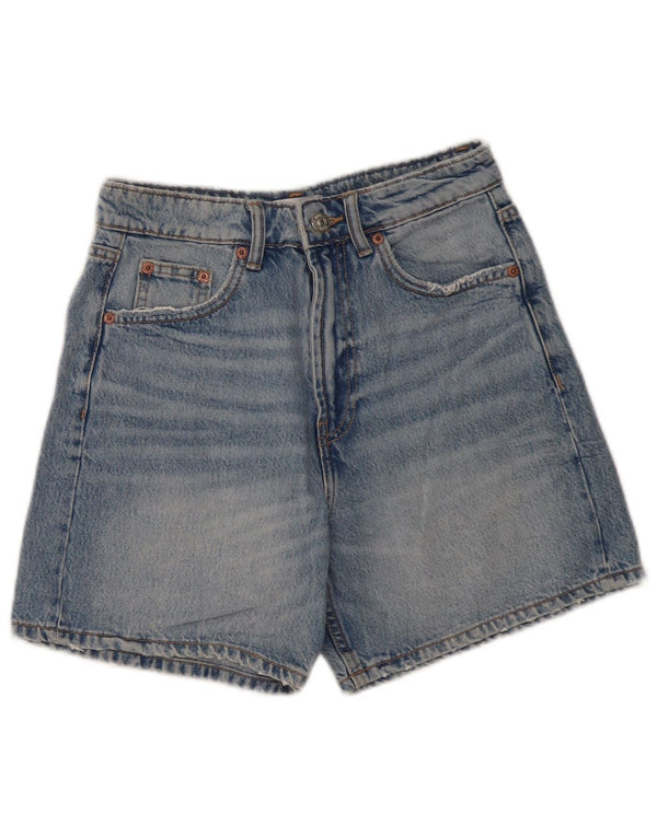 Zara Womens High Waist Denim Shorts EU 34 2XS W24  Blue