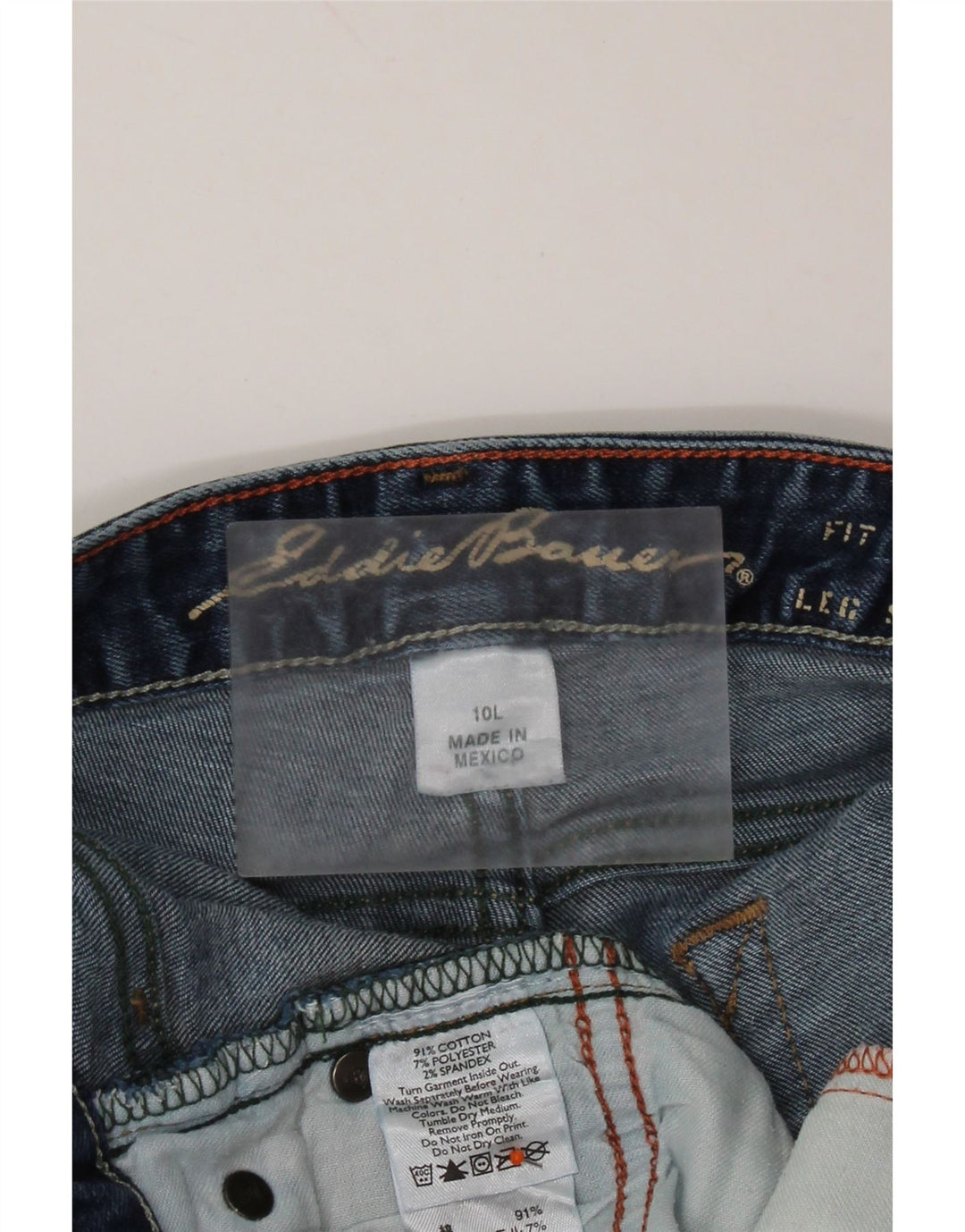 EDDIE BAUER Jean bootcut courbé pour femme US 10 Large W32 L35 Bleu Coton