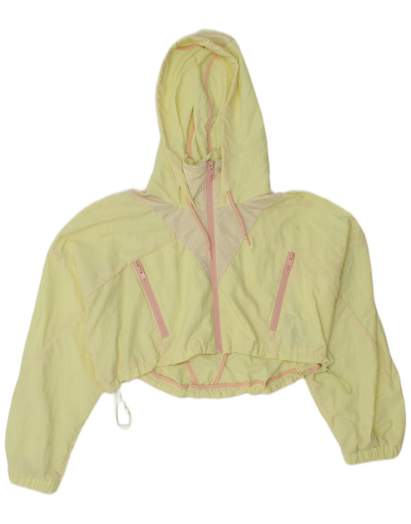 Zara Veste coupe-vent surdimensionnée à capuche pour femme UK 16 Large Jaune