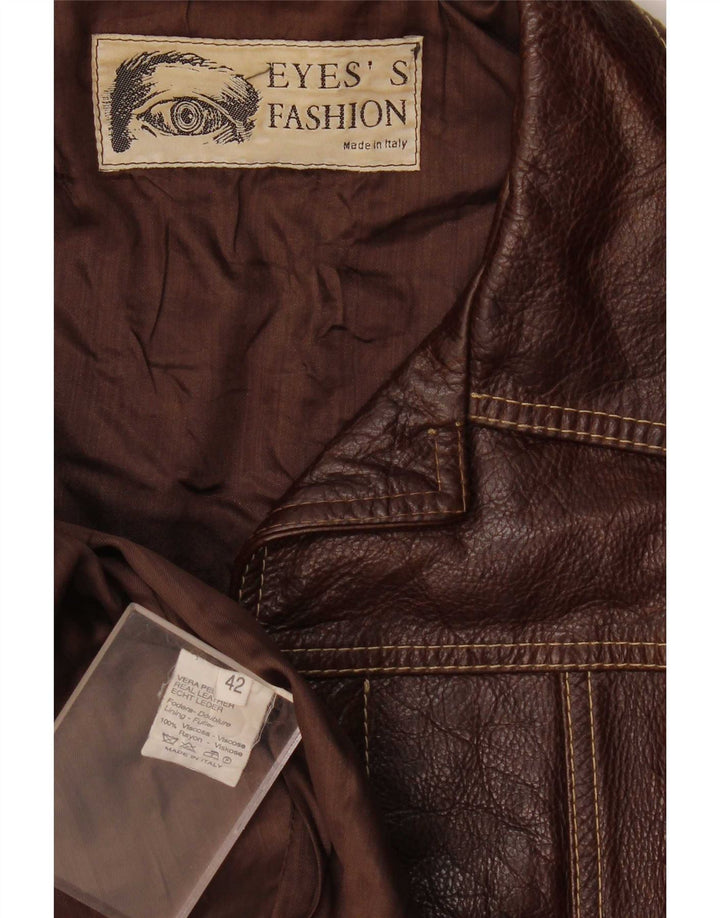 Eyes's Fashion Veste courte en cuir pour femme IT 42 Marron moyen
