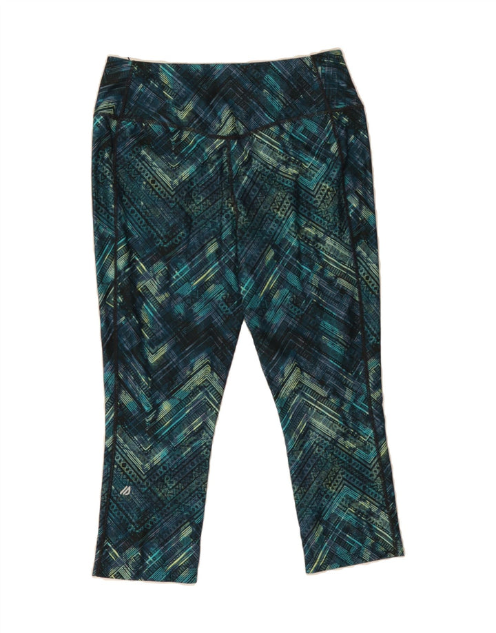 EDDIE BAUER Womens Leggings UK 14 Medium  Blue Geometric Polyester Vintage Eddie Bauer and Second-Hand Eddie Bauer from Messina Hembry 