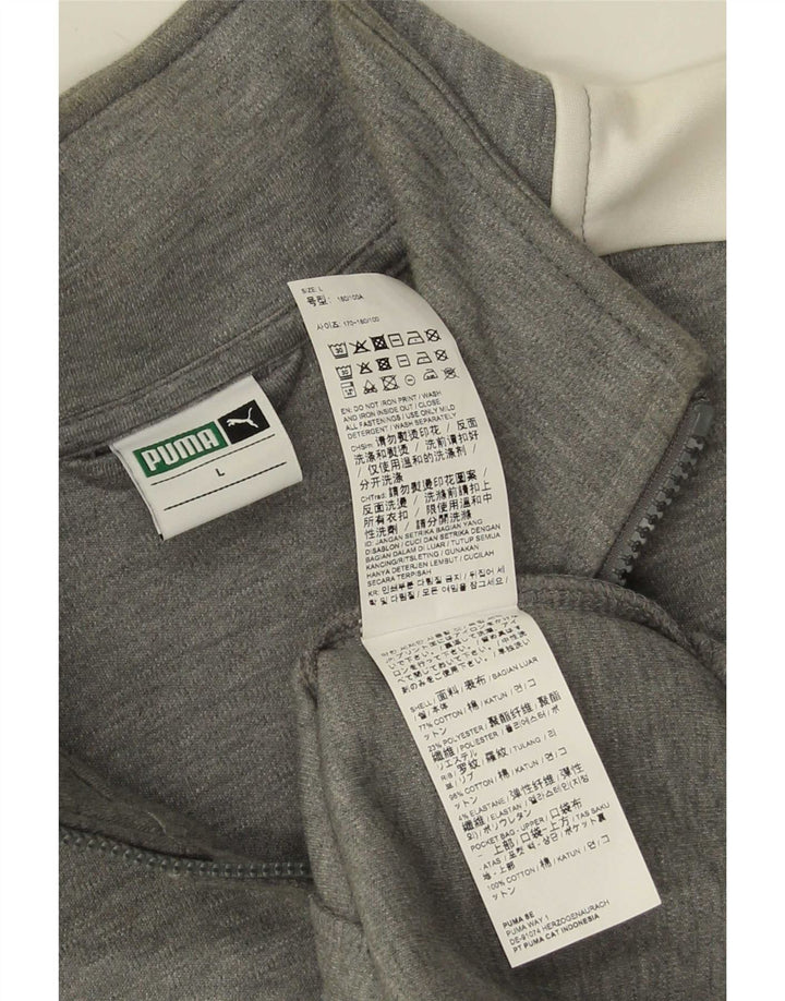 Puma Veste de survêtement pour homme en coton color block Taille L Gris