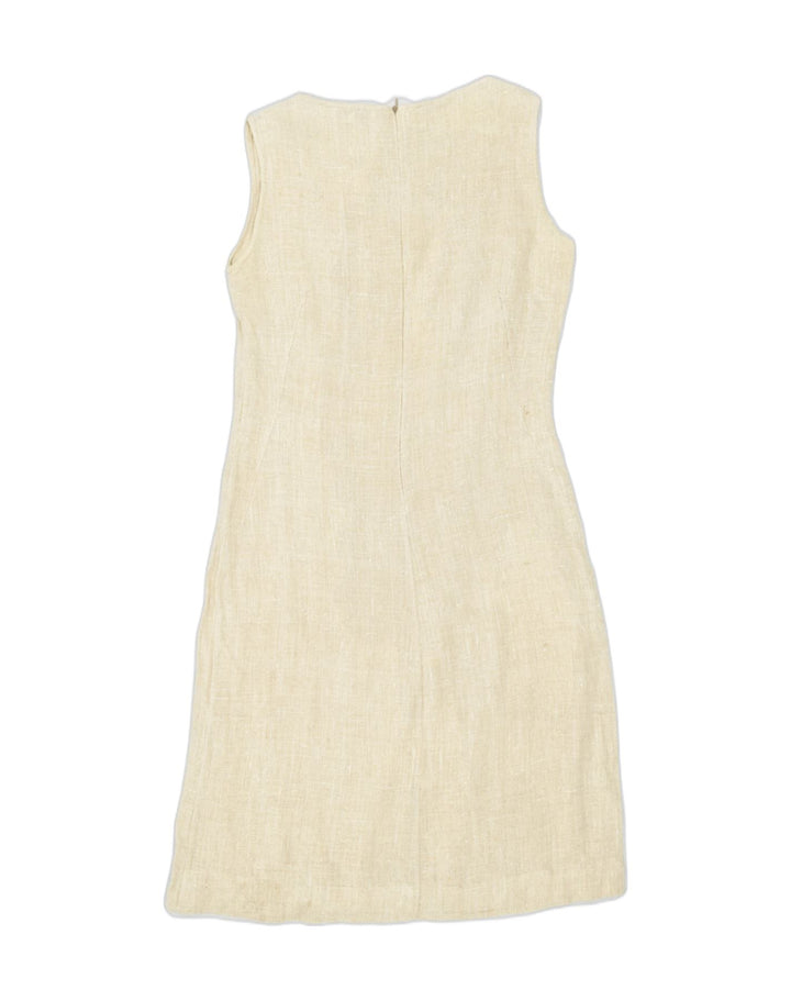 VINTAGE Womens Sheath Dress IT 44 Medium Beige Flax | Vintage | Thrift | Second-Hand | Used Clothing | Messina Hembry 