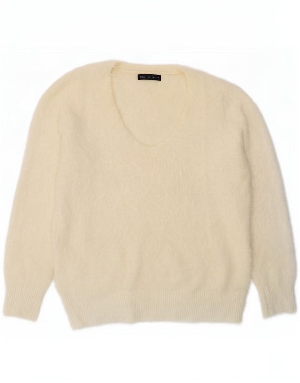 Marks & Spencer Pull col en V pour femme UK 16 Large Blanc cassé