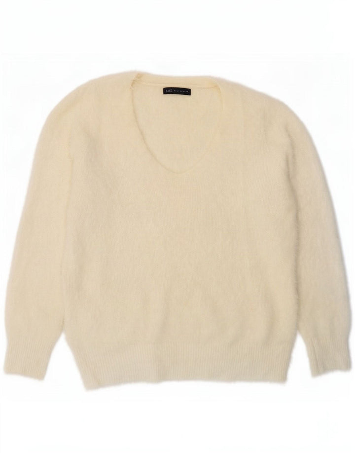 Marks & Spencer Pull col en V pour femme UK 16 Large Blanc cassé