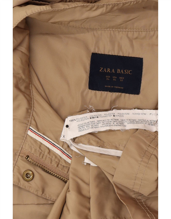 Zara Veste utilitaire à capuche pour femme UK 18 XL Beige Polyester