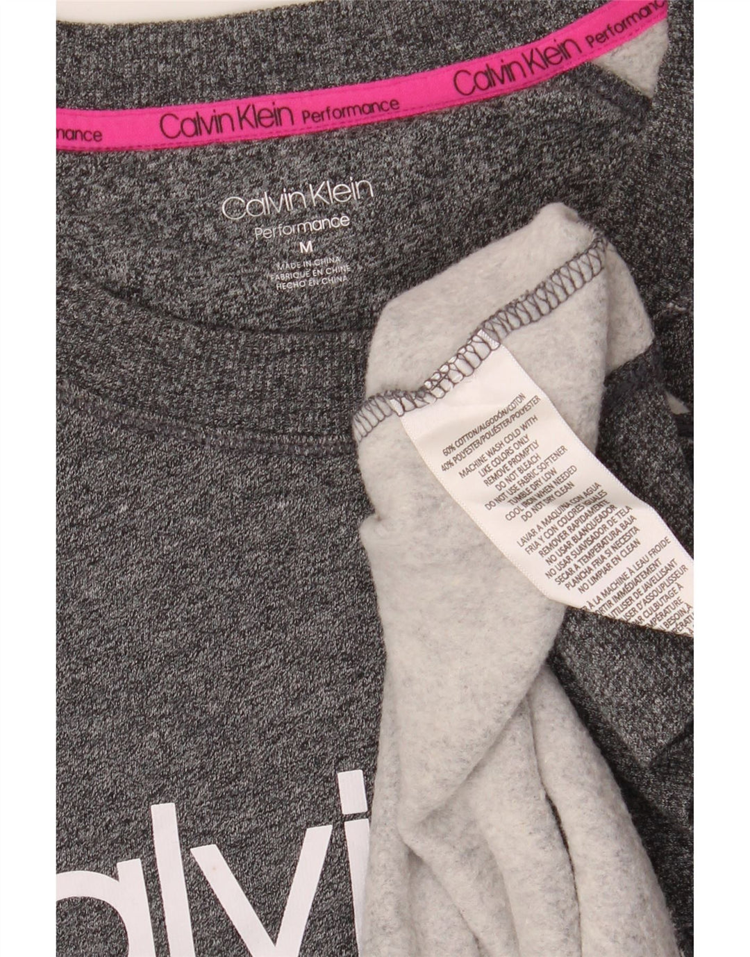 CALVIN KLEIN Sweat-shirt Performance pour femme UK 14 Gris moyen