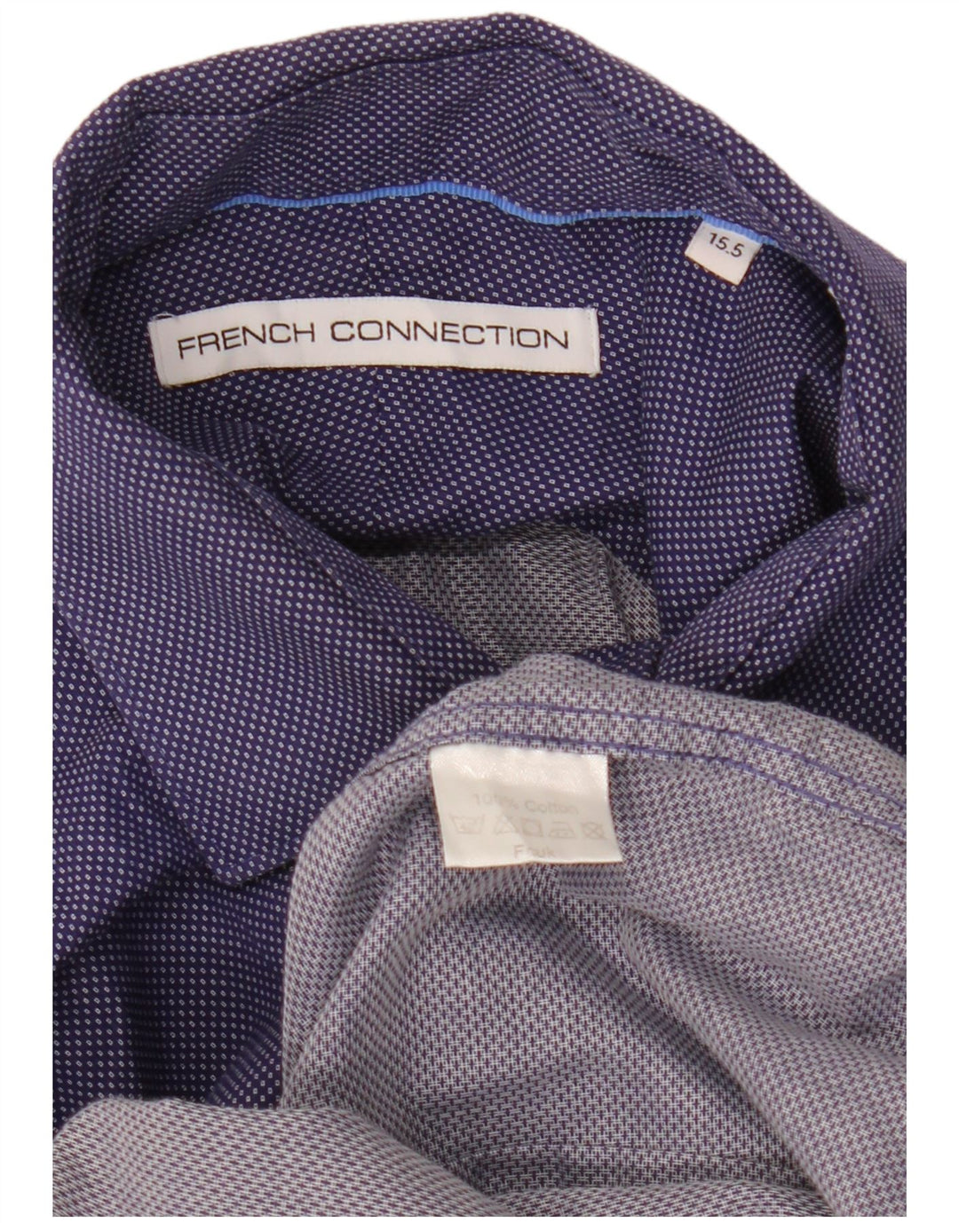 French Connection Chemise Homme Taille 15 1/2 Coton Géométrique Bleu Marine Moyen