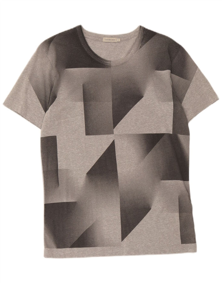 Calvin Klein Jeans T-Shirt Graphique Femme Gris Moyen Géométrique