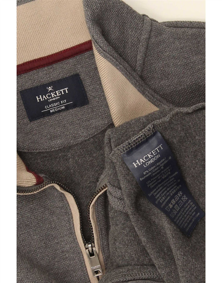 Hackett Sweat-shirt à col zippé pour homme, coupe classique, gris moyen, en coton