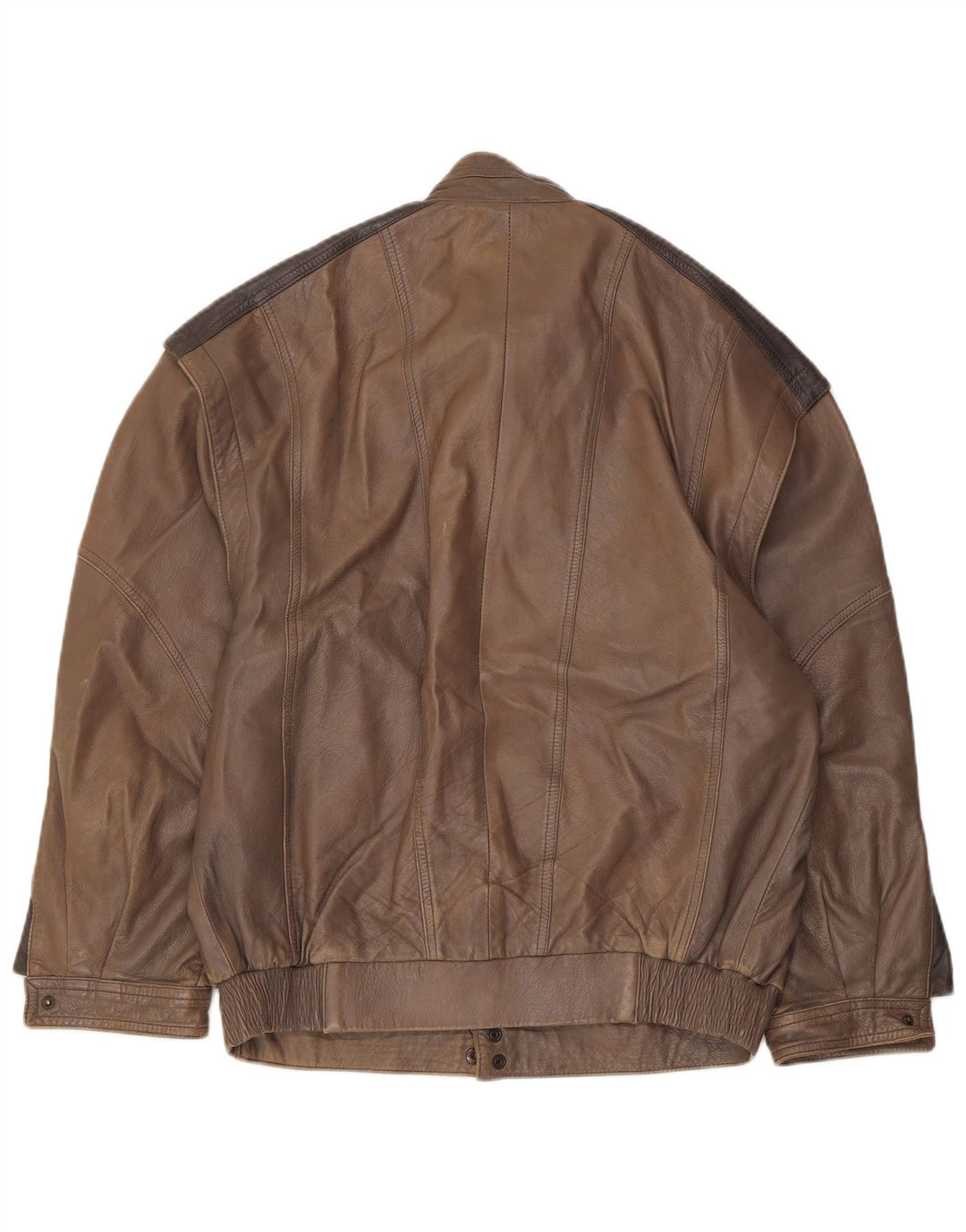 veste en cuir homme vintage IT 48 Cuir colourblock marron moyen