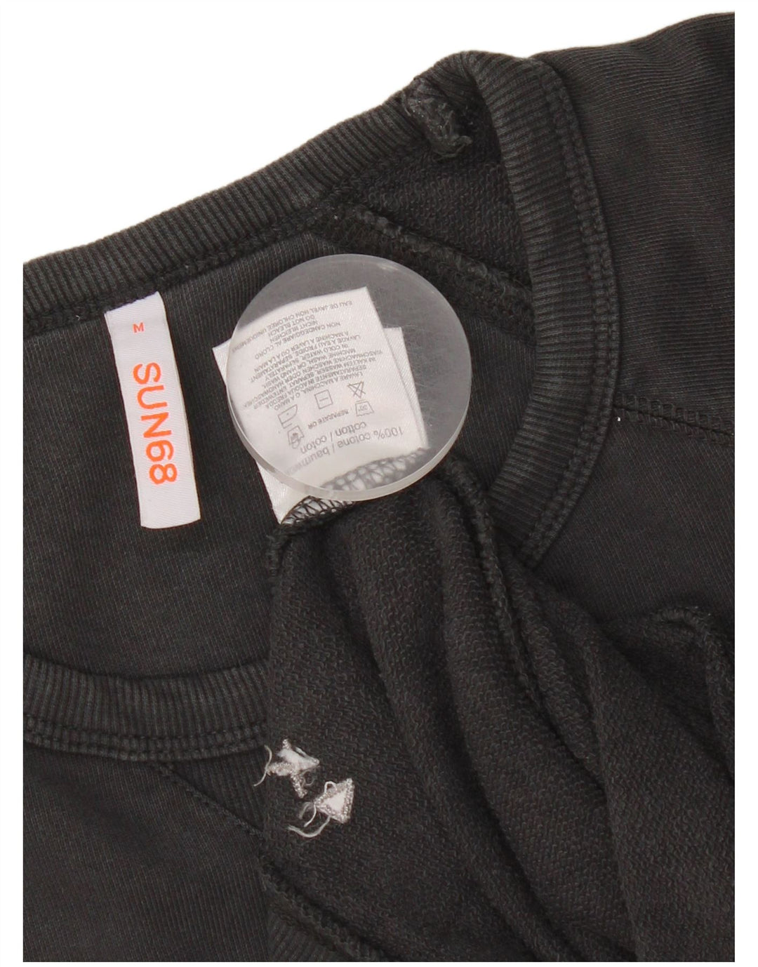 Sun68 Sweat-shirt à manches courtes pour femme en coton noir moyen UK 44