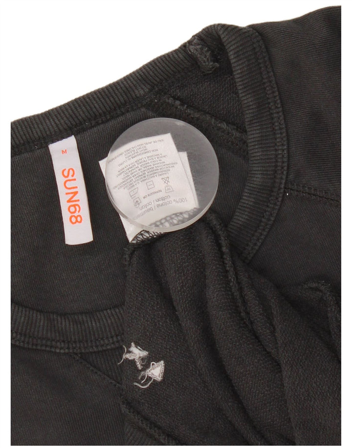 Sun68 Sweat-shirt à manches courtes pour femme en coton noir moyen UK 44