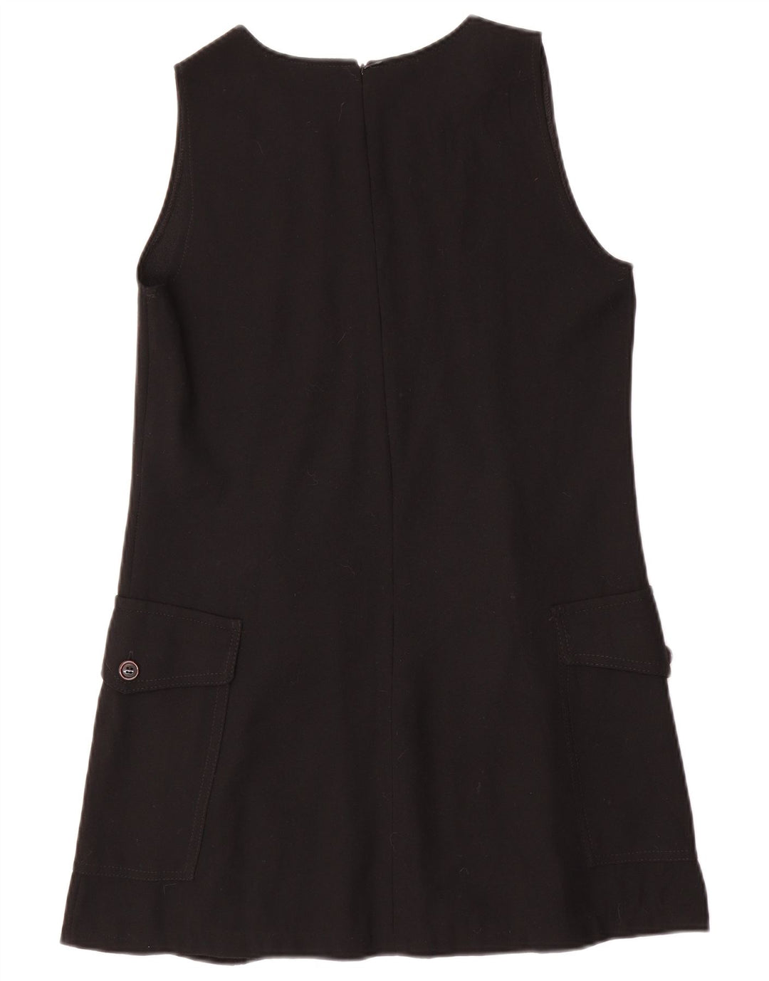 vintage Femme Robe A-Line sans manches UK 12 Laine noire moyenne