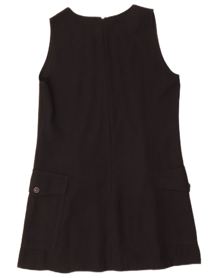 vintage Femme Robe A-Line sans manches UK 12 Laine noire moyenne