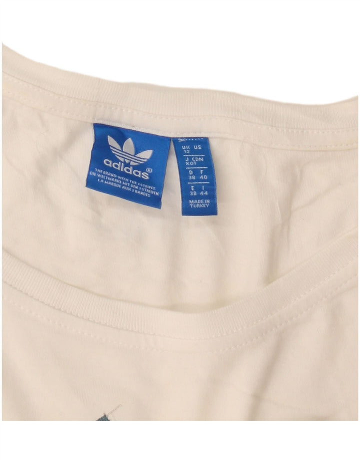 Adidas T-shirt graphique pour femme UK 12 Blanc moyen