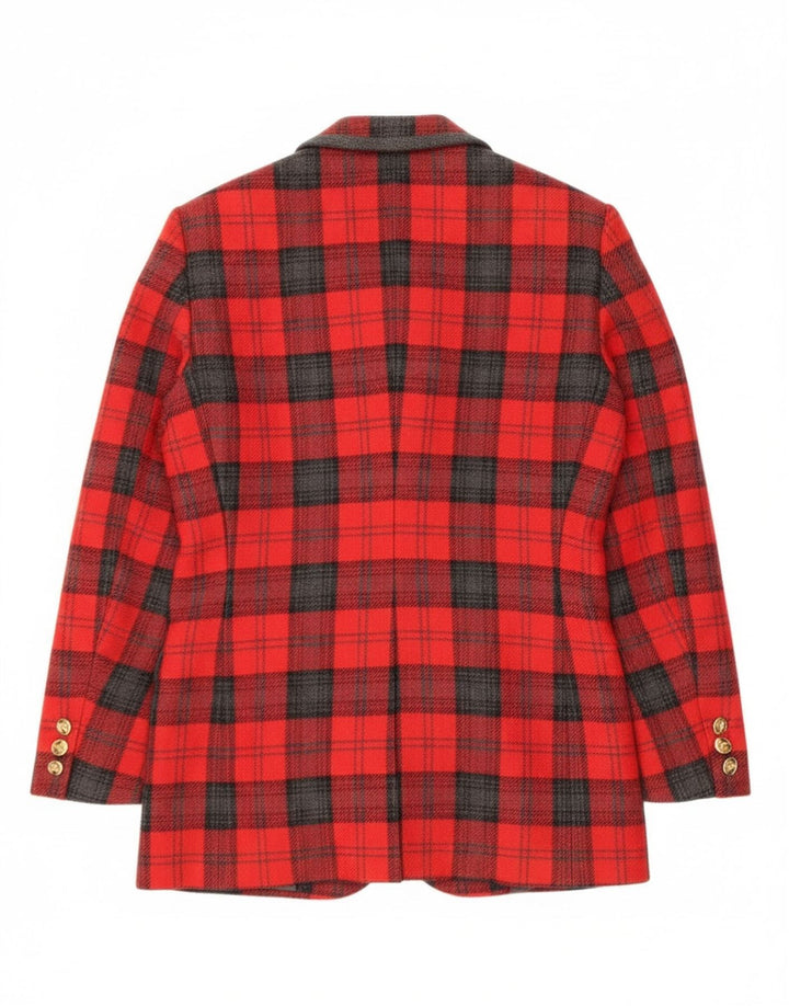 Bagarry Veste Blazer 3 Boutons Femme IT 44 Laine à Carreaux Rouge Moyen