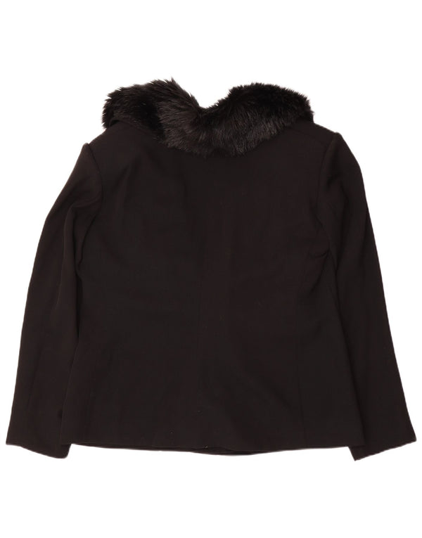 LUCIANO SOPRANI Veste blazer 3 boutons pour femme UK 16 Large Noir