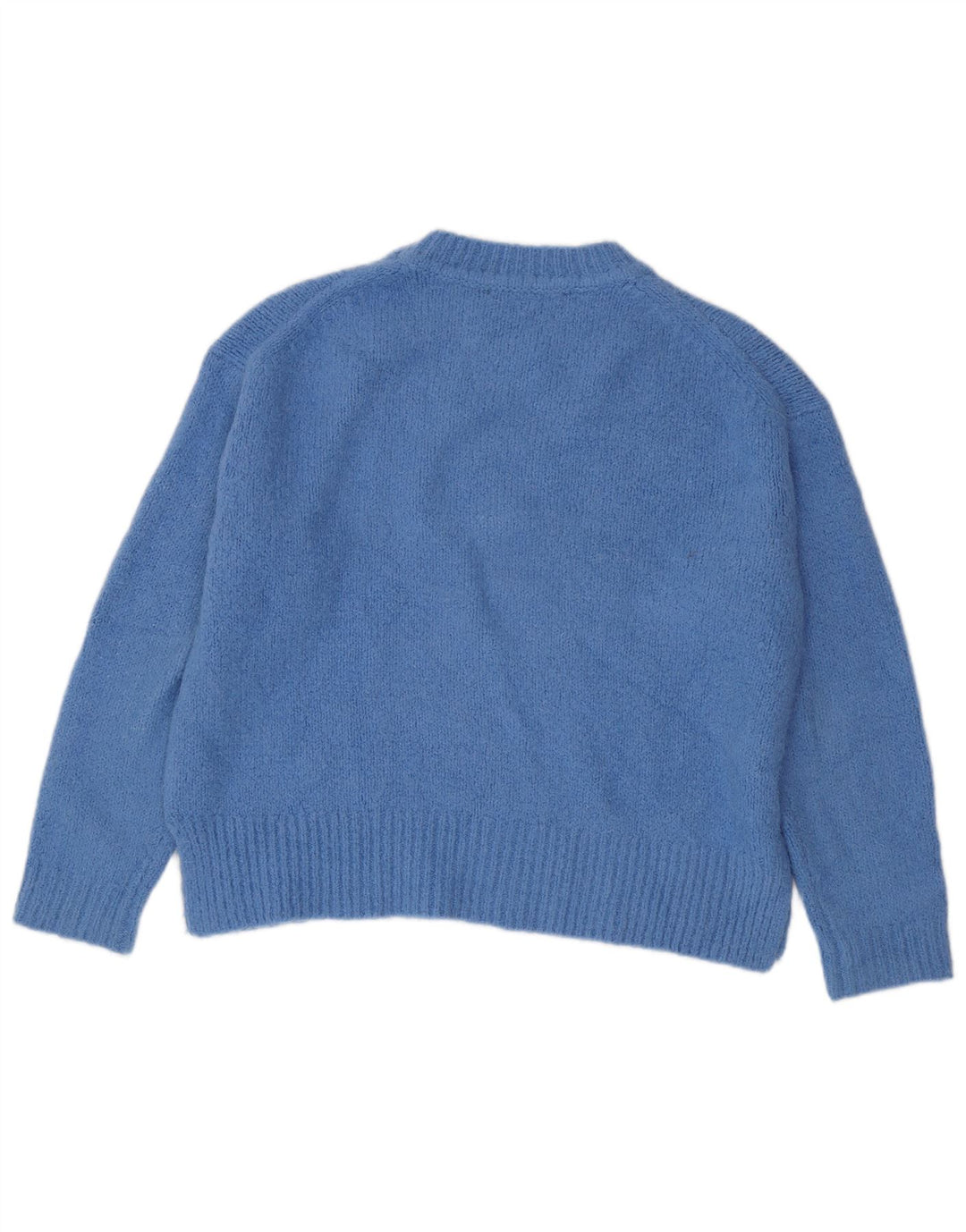 Zara Pull surdimensionné à col rond pour femme UK 14 Acrylique bleu moyen