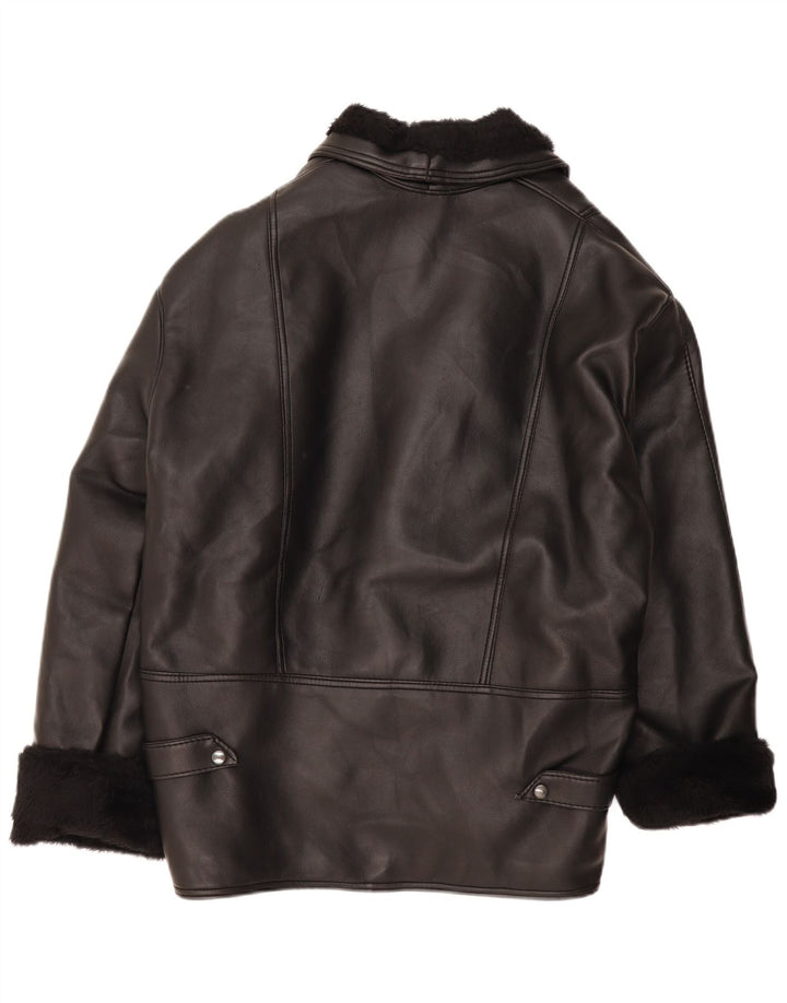 veste en peau de mouton homme vintage IT 38 peau de mouton noire moyenne