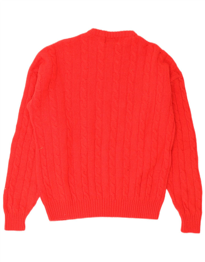 vintage Mens Crew Neck Jumper Pull IT 50 Laine Rouge Moyenne