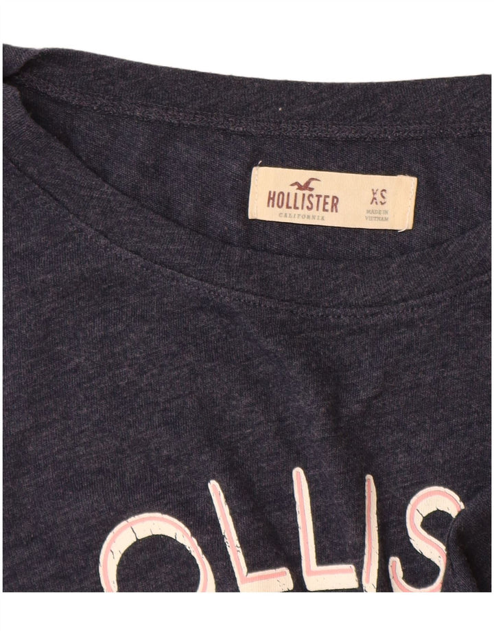 HOLLISTER T-shirt graphique pour femme UK 6 XS Bleu marine Coton
