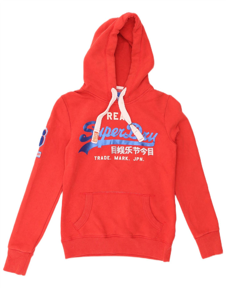 SUPERDRY Pull à capuche graphique pour femme UK 6 XS Rouge Coton