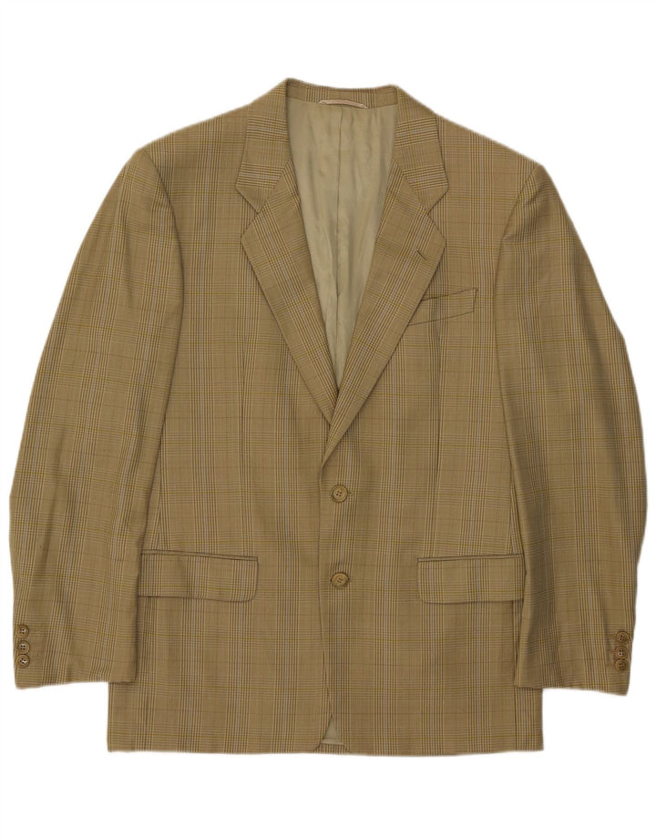 Prestigio Veste blazer à 2 boutons pour homme UK 38 en laine à carreaux vert moyen