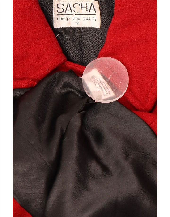 SASHA Manteau double boutonnage pour femme UK 12 Laine rouge moyen