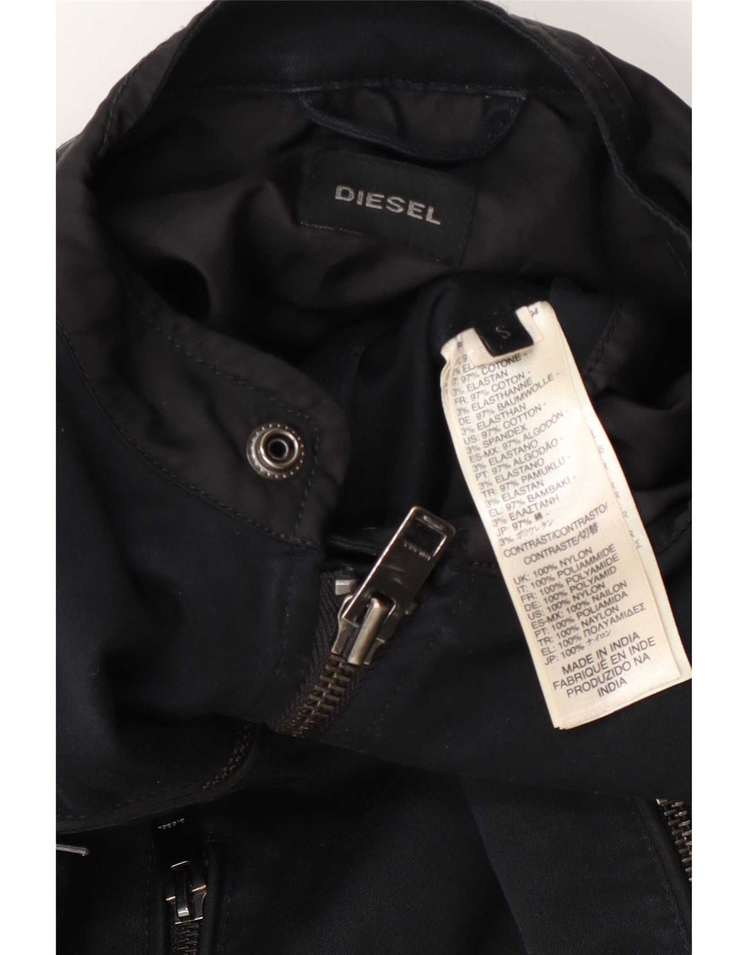Diesel Veste de motard pour homme UK 36 Petit coton bleu marine